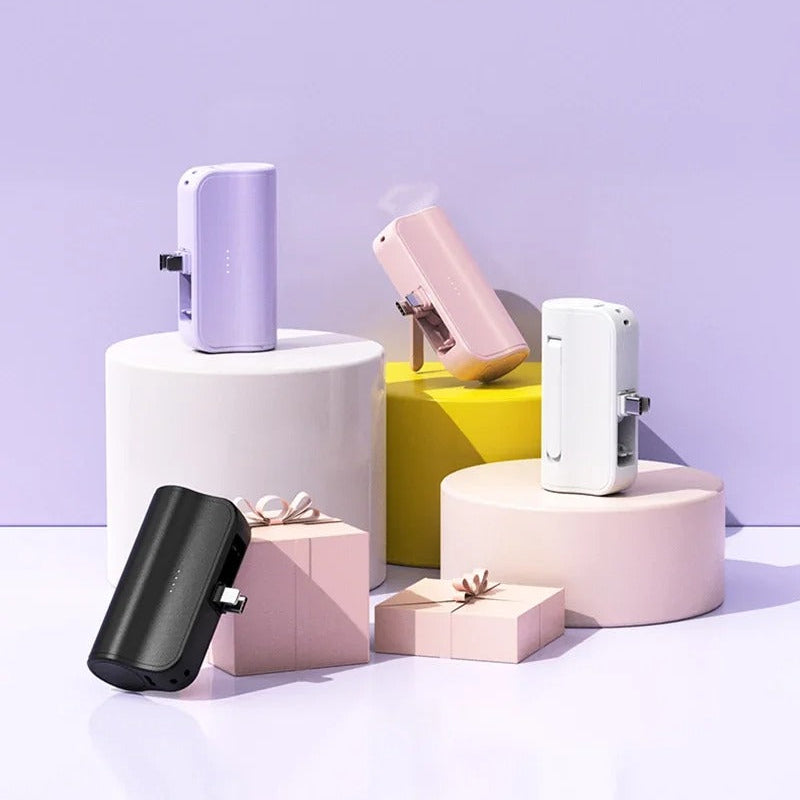 Rugged High-Capacity Portable Power Bank, 20W Fast-Charge Battery with Built-In Cables and LED Light for Multi-Device Charging