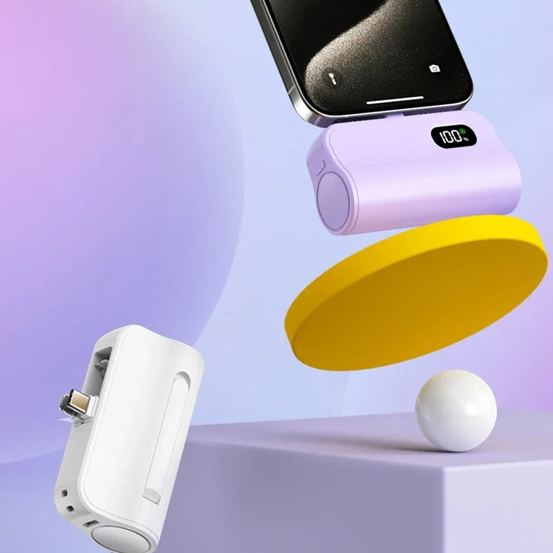 Rugged High-Capacity Portable Power Bank, 20W Fast-Charge Battery with Built-In Cables and LED Light for Multi-Device Charging