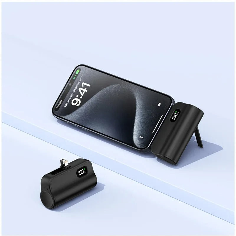 Rugged High-Capacity Portable Power Bank, 20W Fast-Charge Battery with Built-In Cables and LED Light for Multi-Device Charging