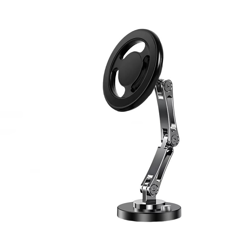 Rugged Magnetic Car Wireless Charger Stand, 15W Fast-Charge Metal Mount with 360° Rotation and Foldable Design
