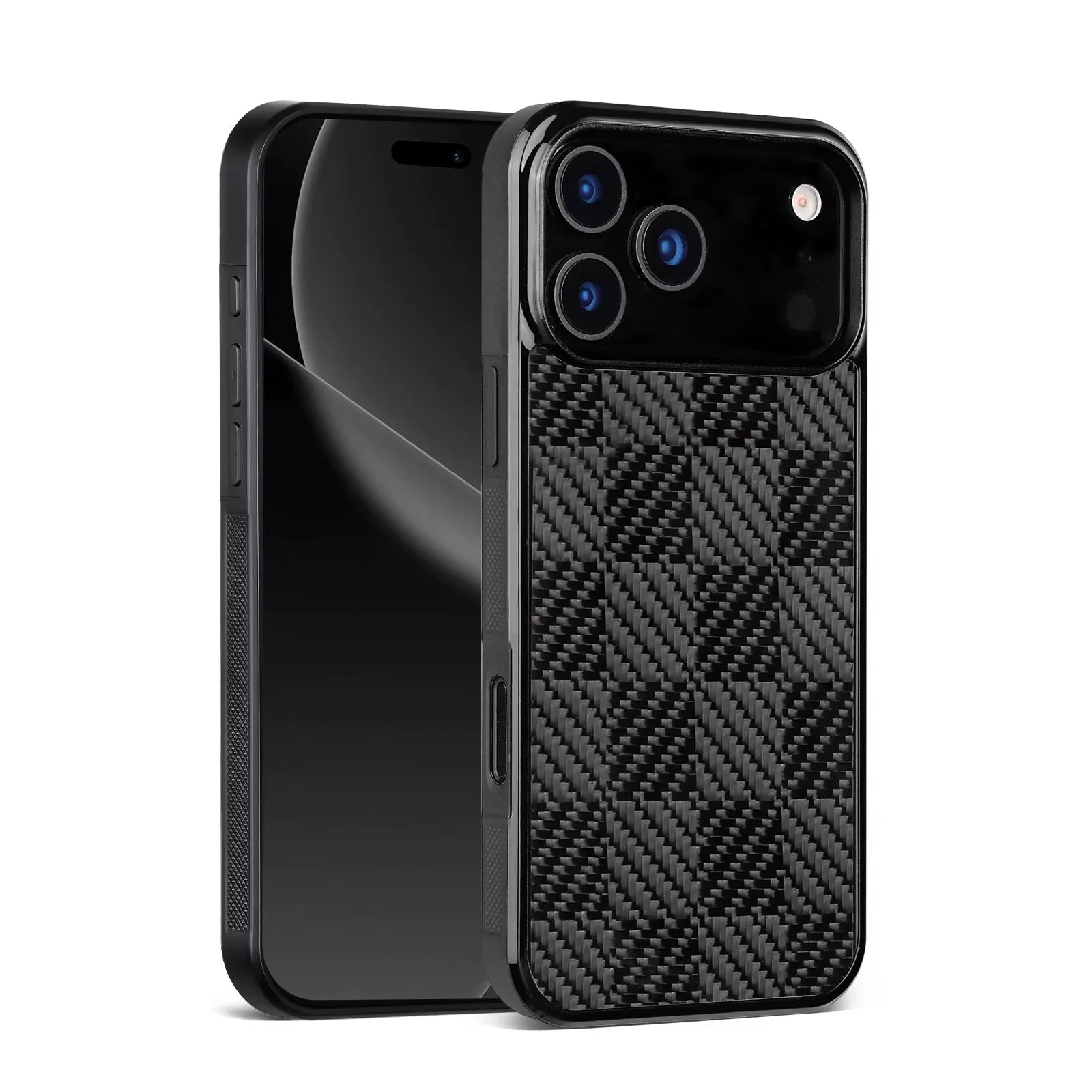 Rugged Magnetic Shockproof iPhone Case — Square Honeycomb Carbon Fiber Texture, Full Coverage Anti-Fingerprint Dustproof Matte Protective Cover
