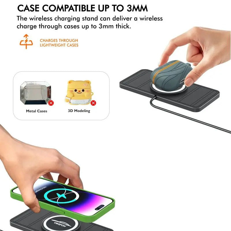 Rugged Wireless Car Charging Pad Stand, 120W Fast-Charge Silicone Dock for Smartphones with Non-Slip Dashboard Design