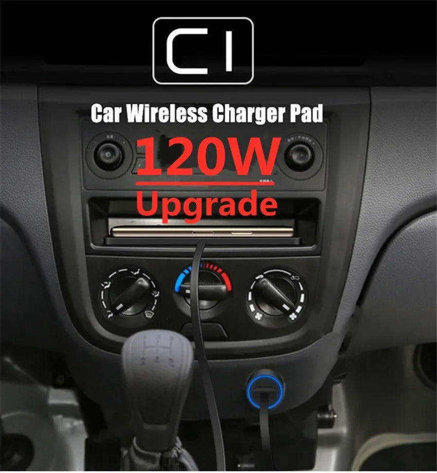 Rugged Wireless Car Charging Pad Stand, 120W Fast-Charge Silicone Dock for Smartphones with Non-Slip Dashboard Design