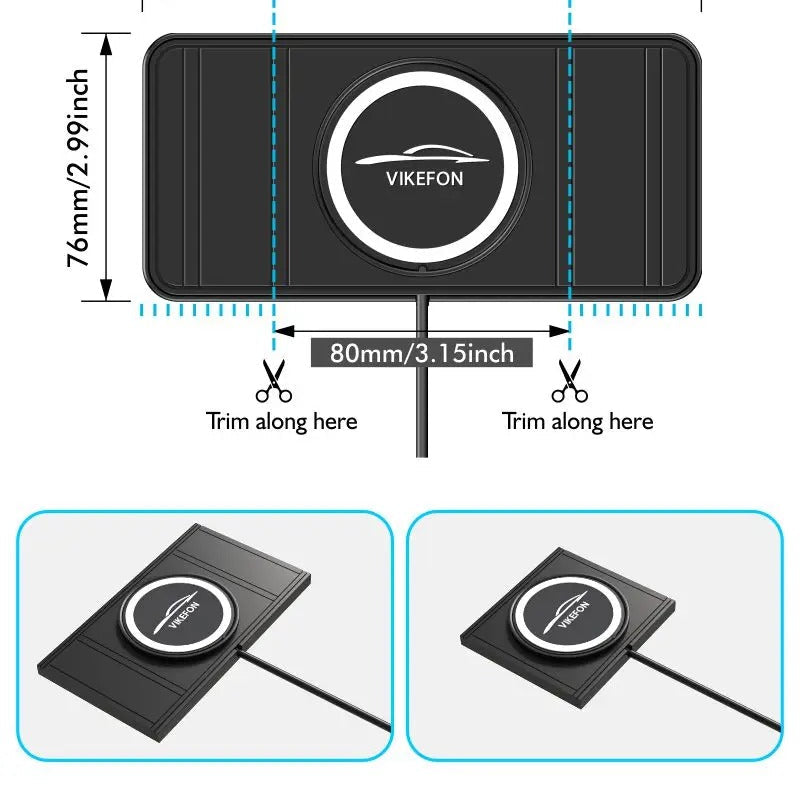 Rugged Wireless Car Charging Pad Stand, 120W Fast-Charge Silicone Dock for Smartphones with Non-Slip Dashboard Design