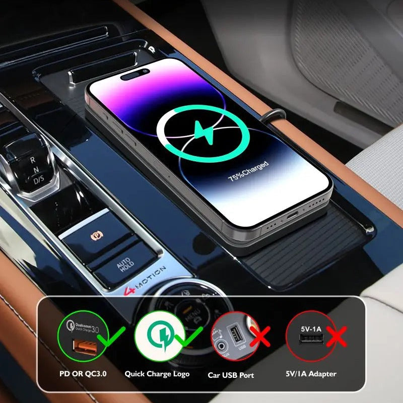 Rugged Wireless Car Charging Pad Stand, 120W Fast-Charge Silicone Dock for Smartphones with Non-Slip Dashboard Design