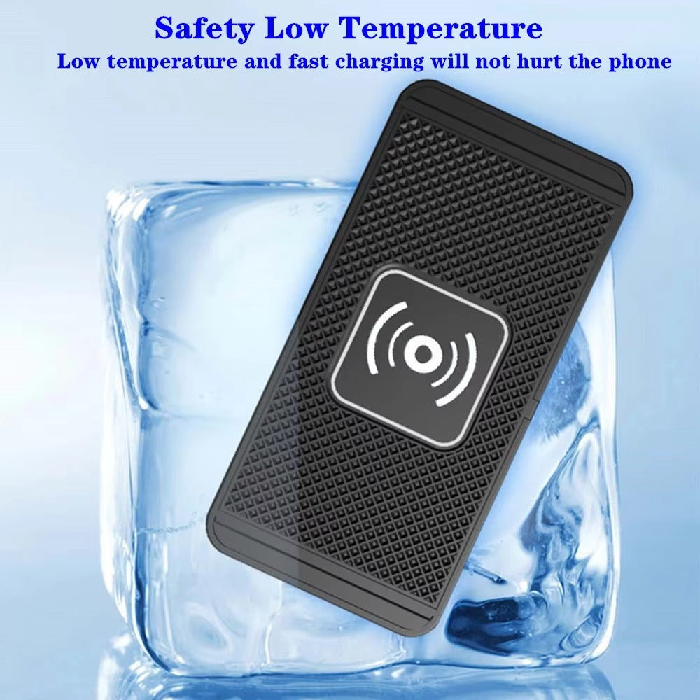 Rugged Wireless Car Charging Pad Stand, 15W Fast-Charge Silicone Dock for Smartphones with Stable Non-Slip Design