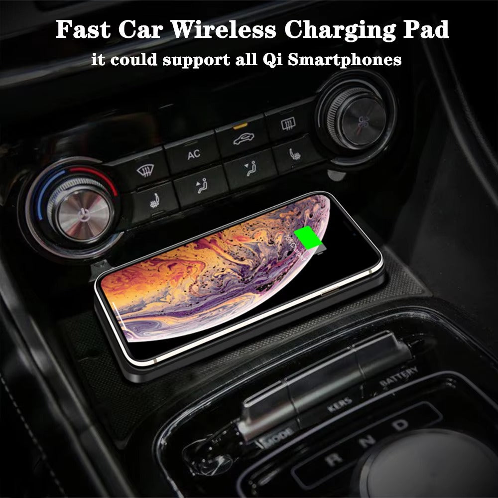Rugged Wireless Car Charging Pad Stand, 15W Fast-Charge Silicone Dock for Smartphones with Stable Non-Slip Design