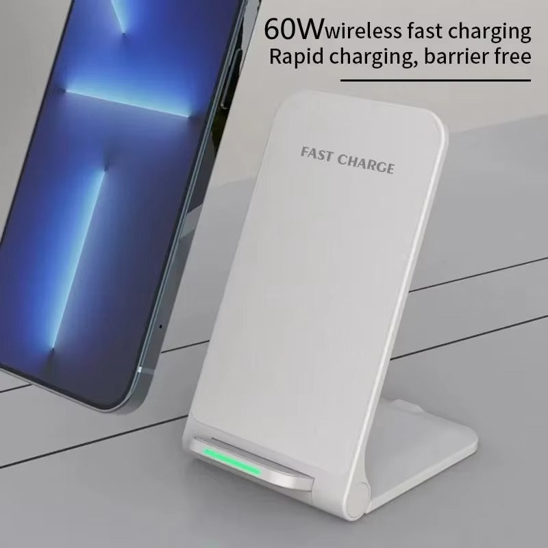 Rugged Wireless Charger Station Stand, 100W Fast-Charge Desktop Dock with Adjustable Phone Holder and Charging Indicator