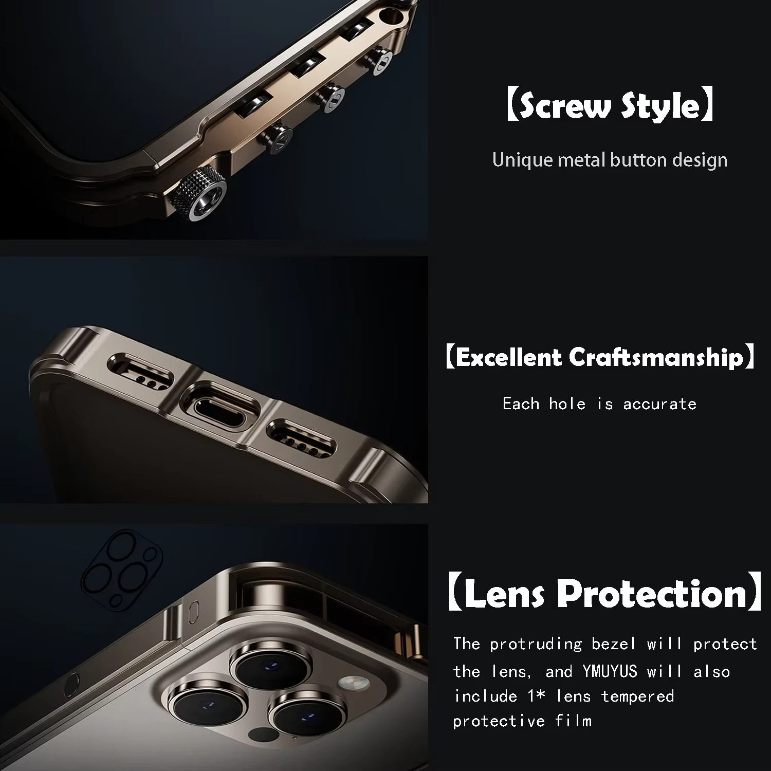 Rugged iPhone Case Mechanical Style Metal Cover — Full Body Shockproof Drop-Proof Design, Minimalist Mecha Shell with Lightweight Aluminum Alloy Frame