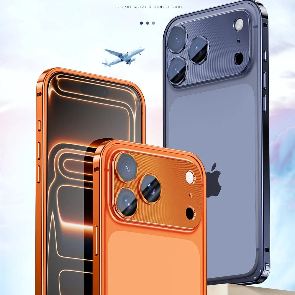 Rugged iPhone Case — Aluminum Alloy Frame Cover with Metal Lens Glass Protection, Heat-Dissipation Design and Durable Shockproof Build