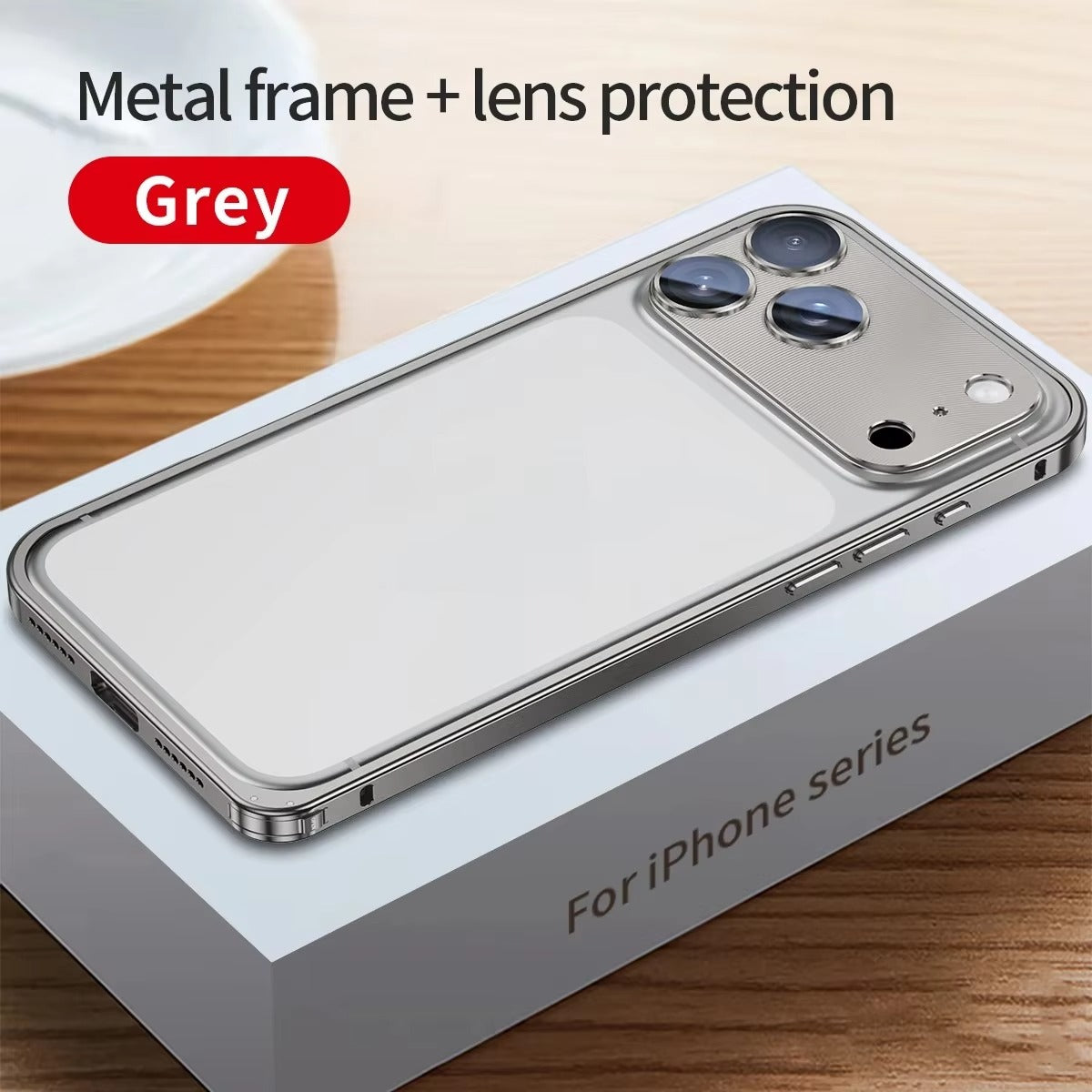 Rugged iPhone Case — Aluminum Alloy Frame Cover with Metal Lens Glass Protection, Heat-Dissipation Design and Durable Shockproof Build