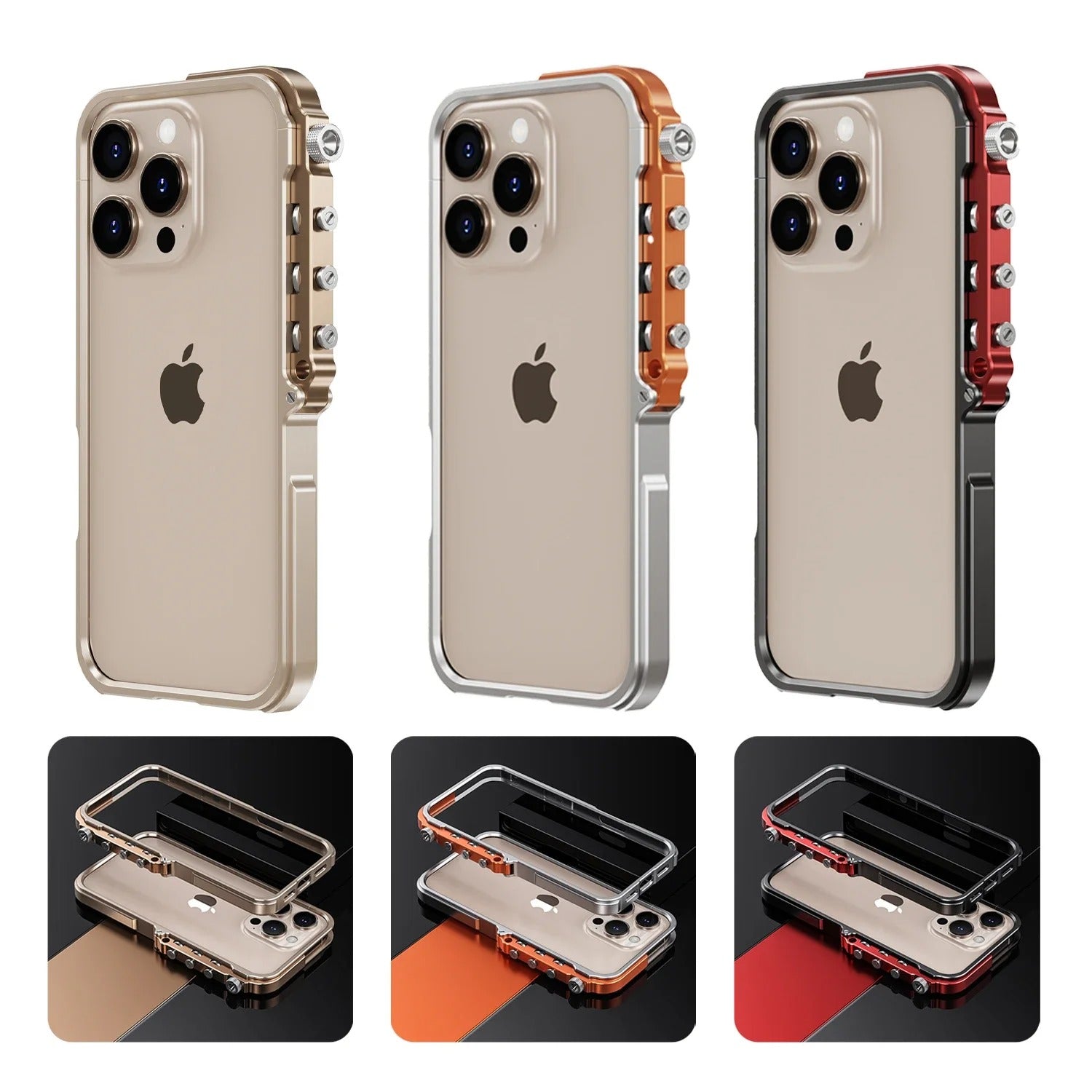 Rugged iPhone Case — Full-Metal Mechanical Mecha Cover with Military-Grade Shockproof Aluminum Design, Lightweight Drop-Proof Protection and Lanyard Support