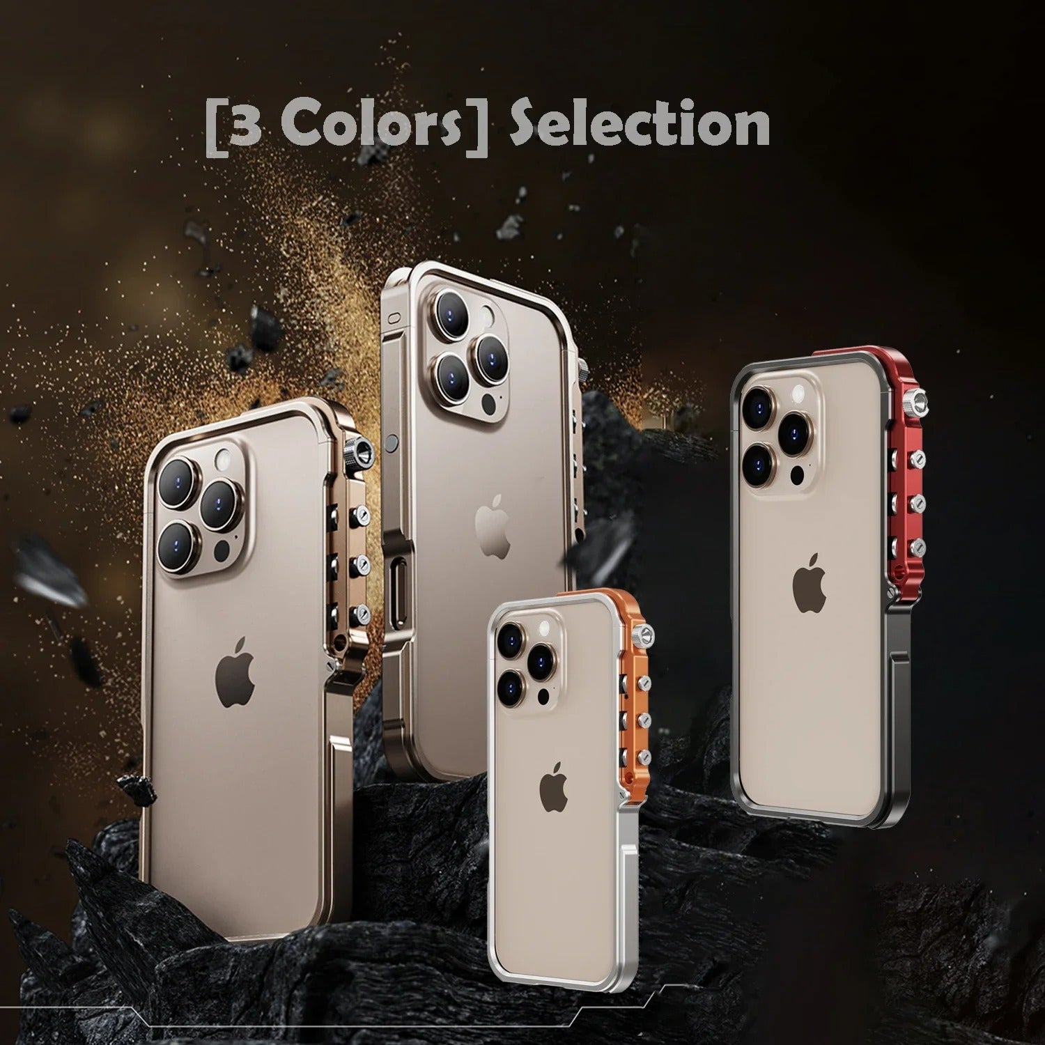 Rugged iPhone Case — Full-Metal Mechanical Mecha Cover with Military-Grade Shockproof Aluminum Design, Lightweight Drop-Proof Protection and Lanyard Support