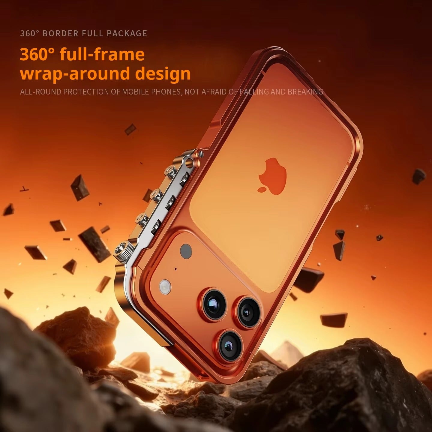 Rugged iPhone Case — Full-Metal Mechanical Mecha Cover with Military-Grade Shockproof Aluminum Design, Lightweight Drop-Proof Protection and Lanyard Support