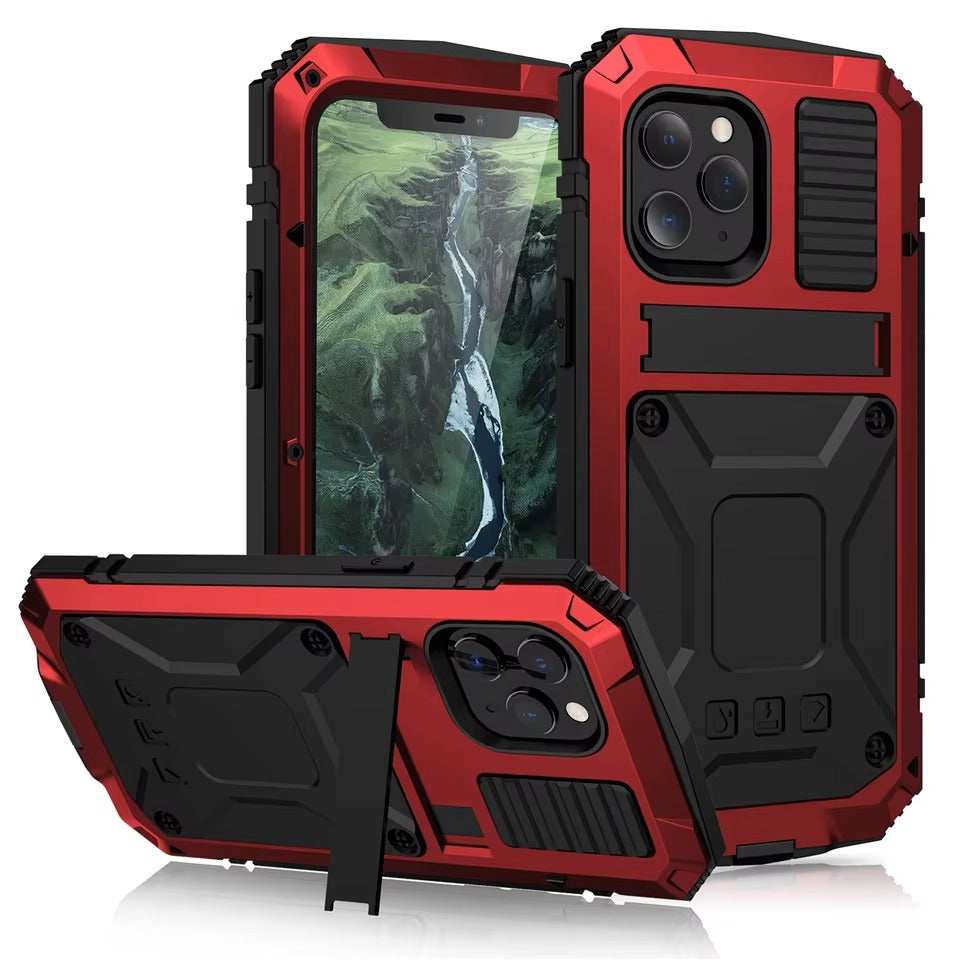 Rugged iPhone Case — Heavy-Duty Aluminum Metal Cover with Screen & Lens Protector, Dual-Layer Shockproof Design, IP54 Dustproof Water-Resistant Finish