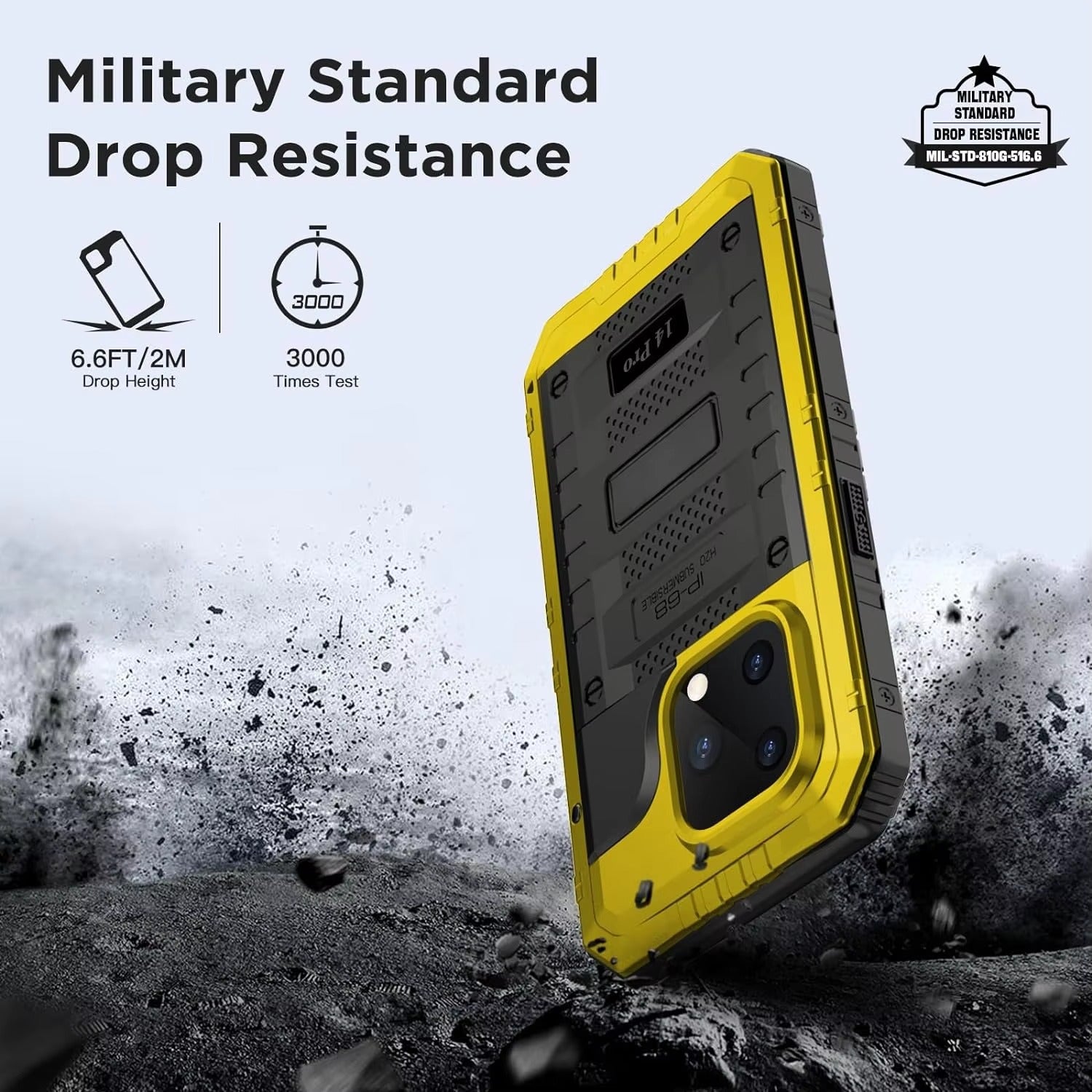 Rugged iPhone Case — IP68 Waterproof Metal Armor Cover with Full-Body Shockproof Protection, Screen Guard, Dustproof Heavy-Duty Design