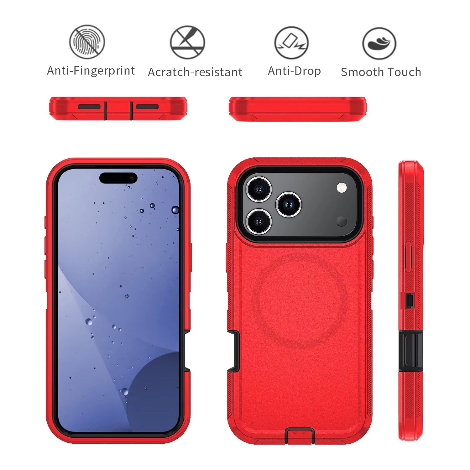 Rugged iPhone Case — MagSafe Armor Shockproof PC+TPU Defender Cover with Impact-Resistant Anti-Slip Durable Protection