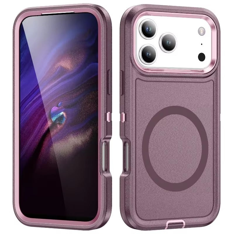 Rugged iPhone Case — MagSafe Armor Shockproof PC+TPU Defender Cover with Impact-Resistant Anti-Slip Durable Protection