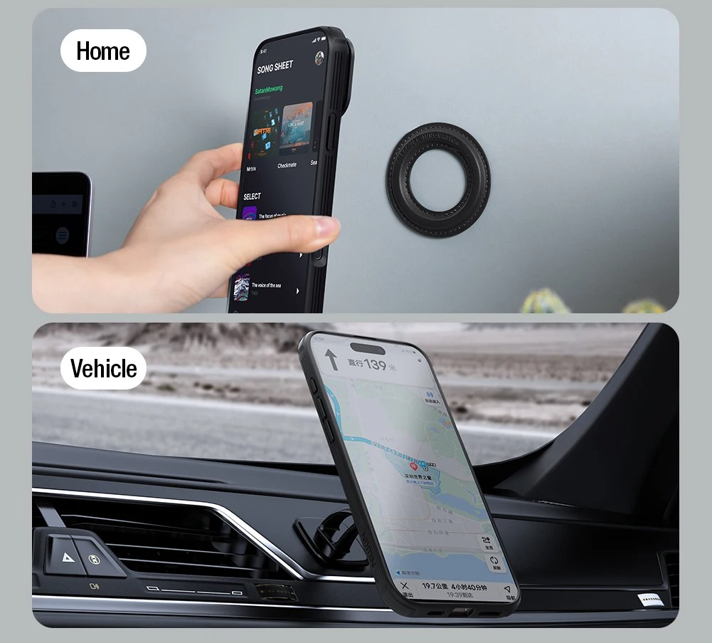 Rugged iPhone Case — MagSafe CamShield Cover with Foldable Lens Stand, Shockproof Textured PC Half-Wrapped Non-Slip Protective Design