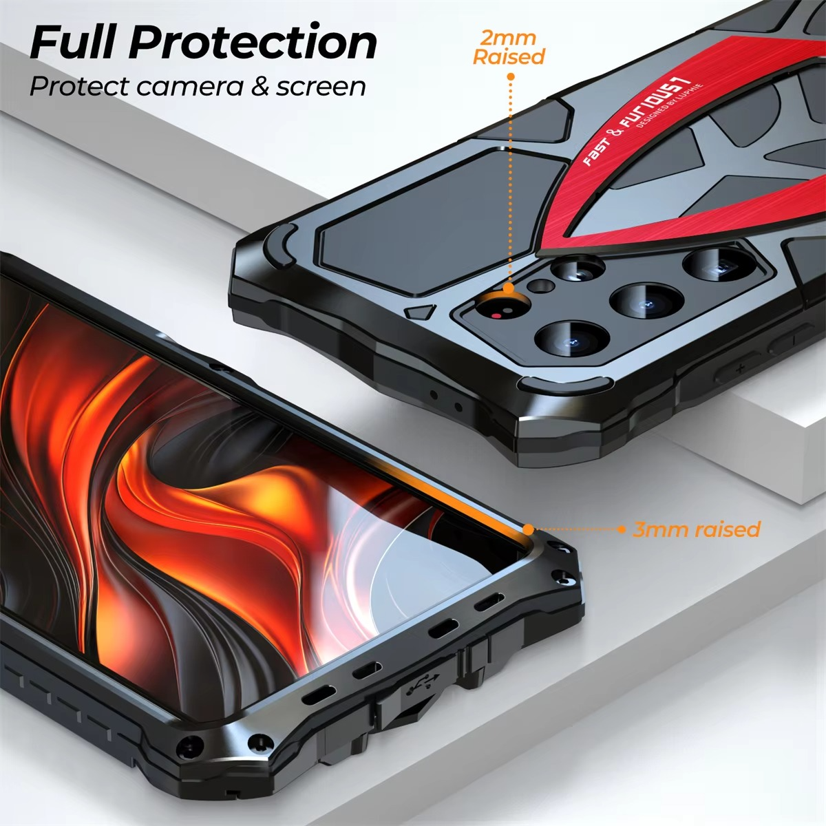 Rugged iPhone Case — Shockproof Metal Frame Armor with Impact Protection, Anti-Scratch Dustproof Cover and Full Edge Defense