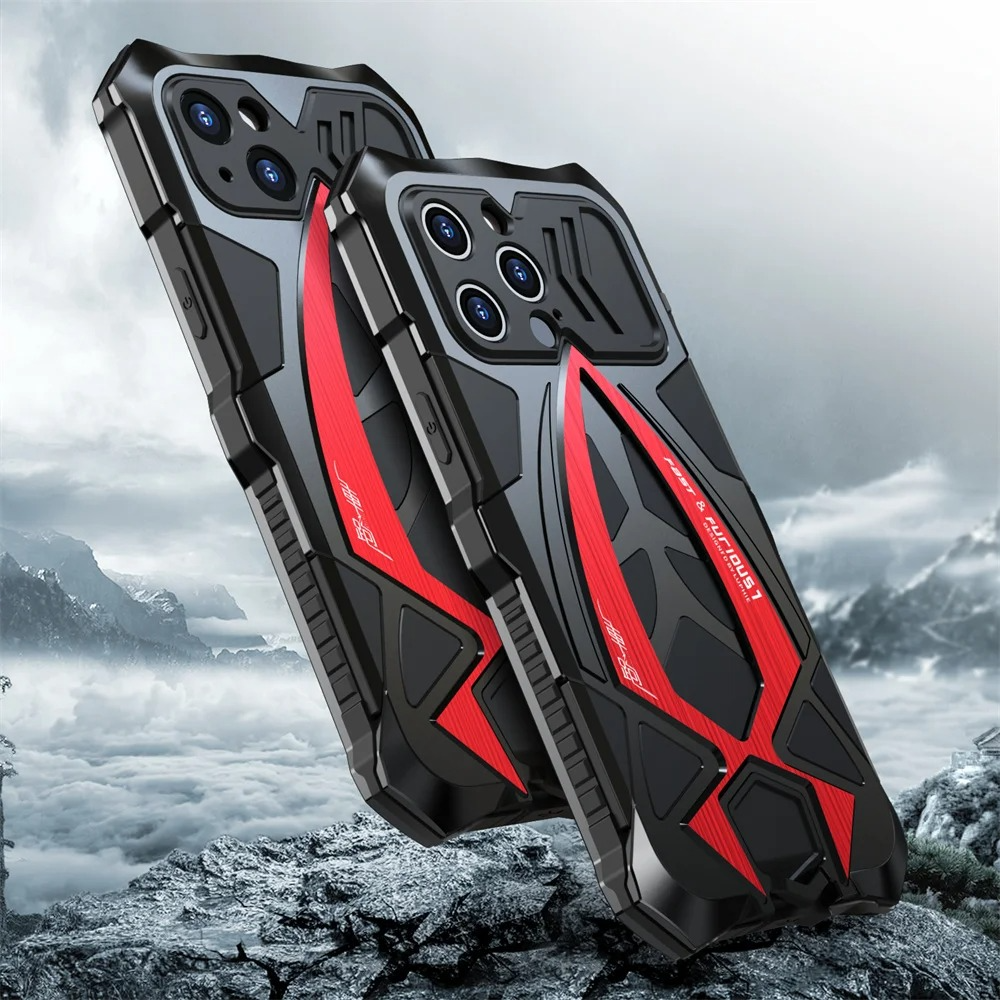 Rugged iPhone Case — Shockproof Metal Frame Armor with Impact Protection, Anti-Scratch Dustproof Cover and Full Edge Defense