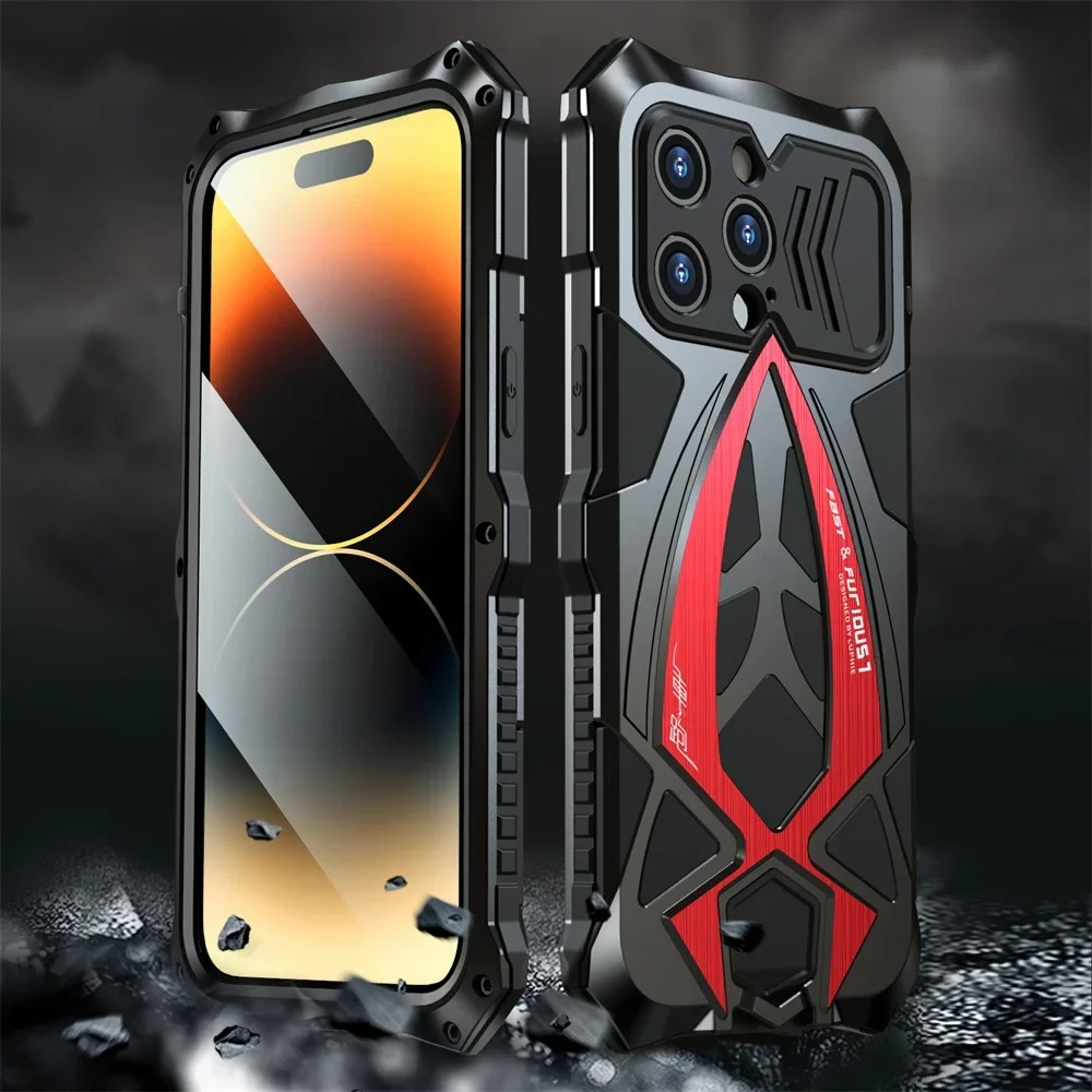 Rugged iPhone Case — Shockproof Metal Frame Armor with Impact Protection, Anti-Scratch Dustproof Cover and Full Edge Defense