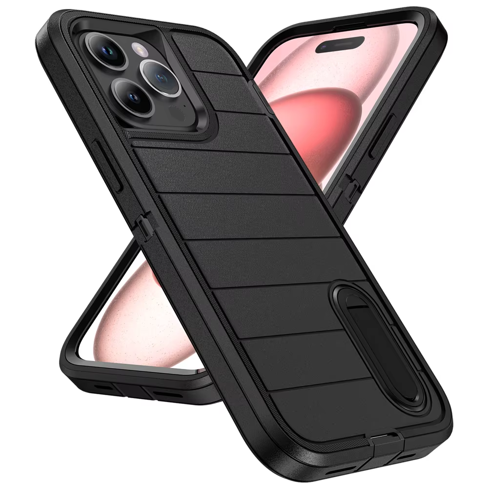 Rugged iPhone Heavy Armor Case — Shockproof Dual Layer Protection with Hard Plastic Bumper and Soft Silicone Back, Anti-Fingerprint Scratch-Resistant Cover