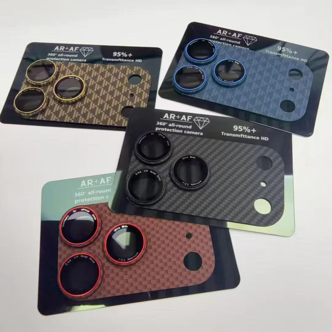 Rugged iPhone Kevlar Carbon Fiber Camera Lens Protector, Full-Cover Glass Shield with Precision Fit, Scratch Resistance & Impact Protection