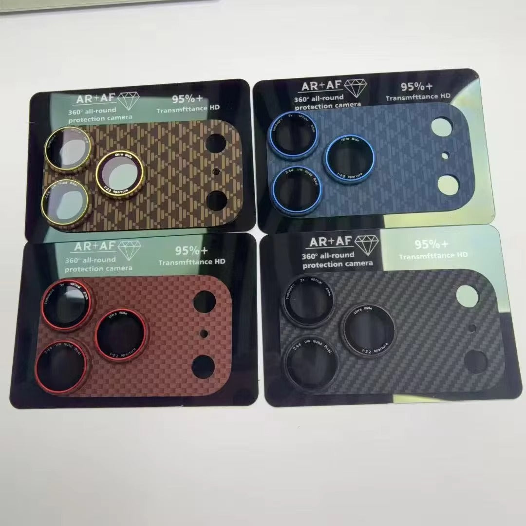 Rugged iPhone Kevlar Carbon Fiber Camera Lens Protector, Full-Cover Glass Shield with Precision Fit, Scratch Resistance & Impact Protection