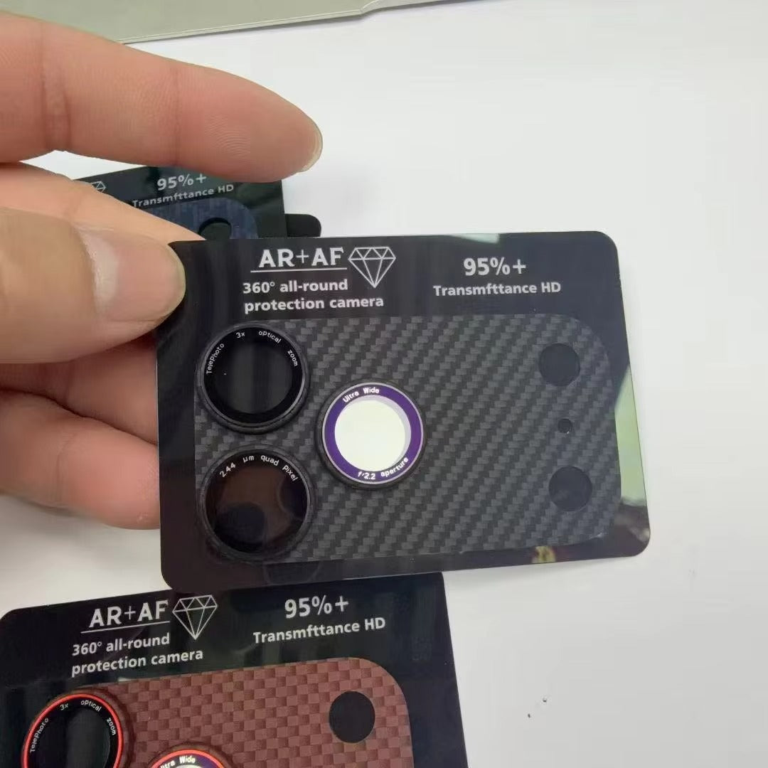 Rugged iPhone Kevlar Carbon Fiber Camera Lens Protector, Full-Cover Glass Shield with Precision Fit, Scratch Resistance & Impact Protection