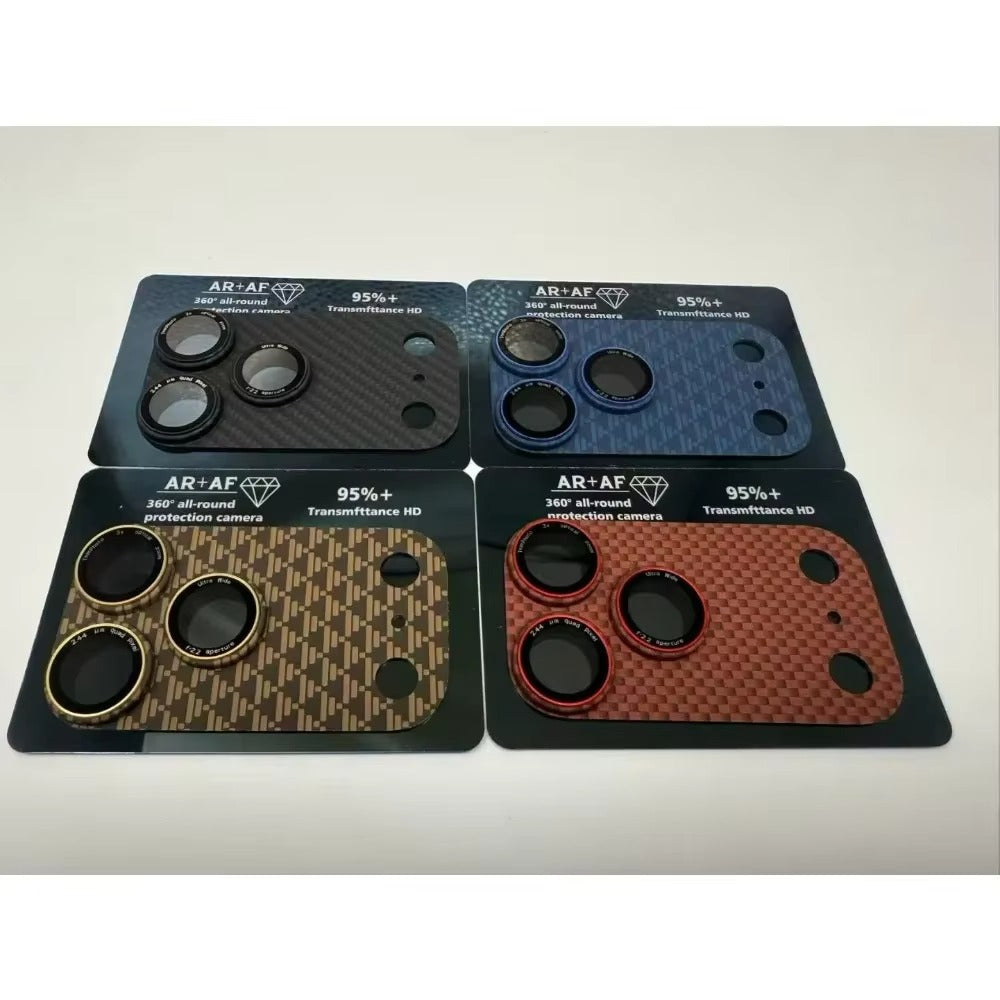 Rugged iPhone Kevlar Carbon Fiber Camera Lens Protector, Full-Cover Glass Shield with Precision Fit, Scratch Resistance & Impact Protection