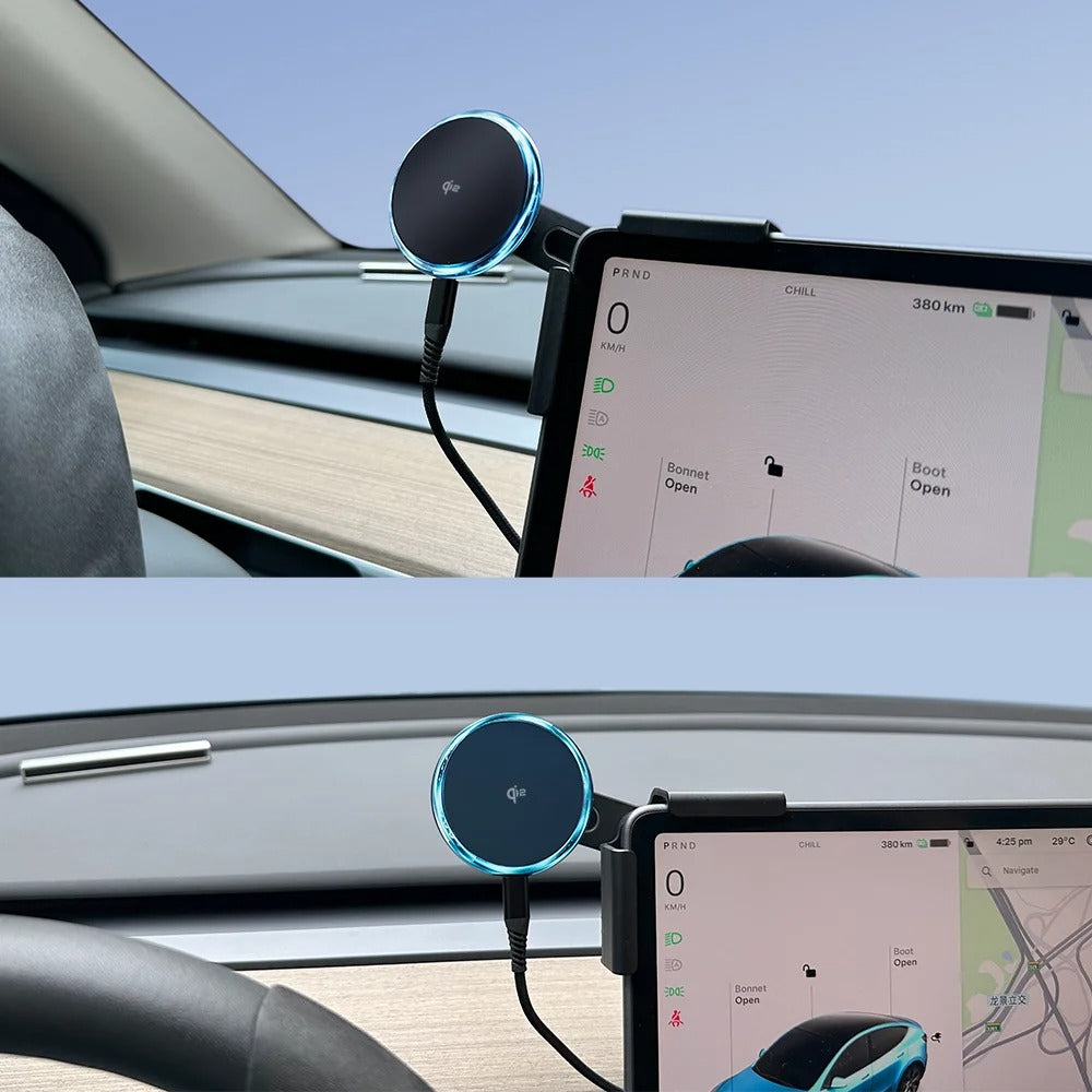 Rugged iPhone Magnetic Car Mount with Wireless Charging, 15W Fast-Charge Holder Featuring Strong MagSafe Alignment & Aluminum Construction