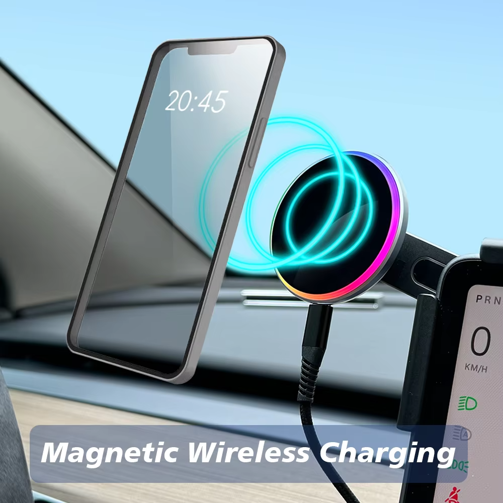 Rugged iPhone Magnetic Car Mount with Wireless Charging, 15W Fast-Charge Holder Featuring Strong MagSafe Alignment & Aluminum Construction