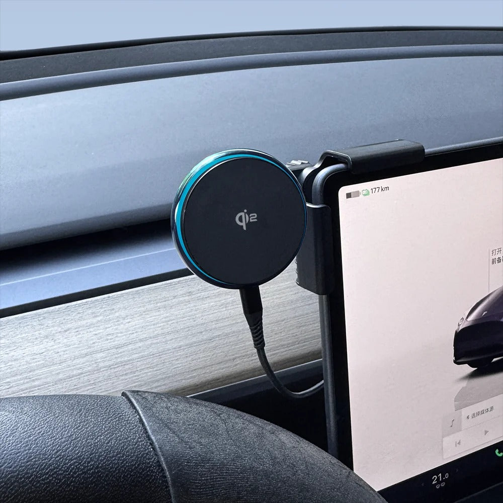 Rugged iPhone Magnetic Car Mount with Wireless Charging, 15W Fast-Charge Holder Featuring Strong MagSafe Alignment & Aluminum Construction