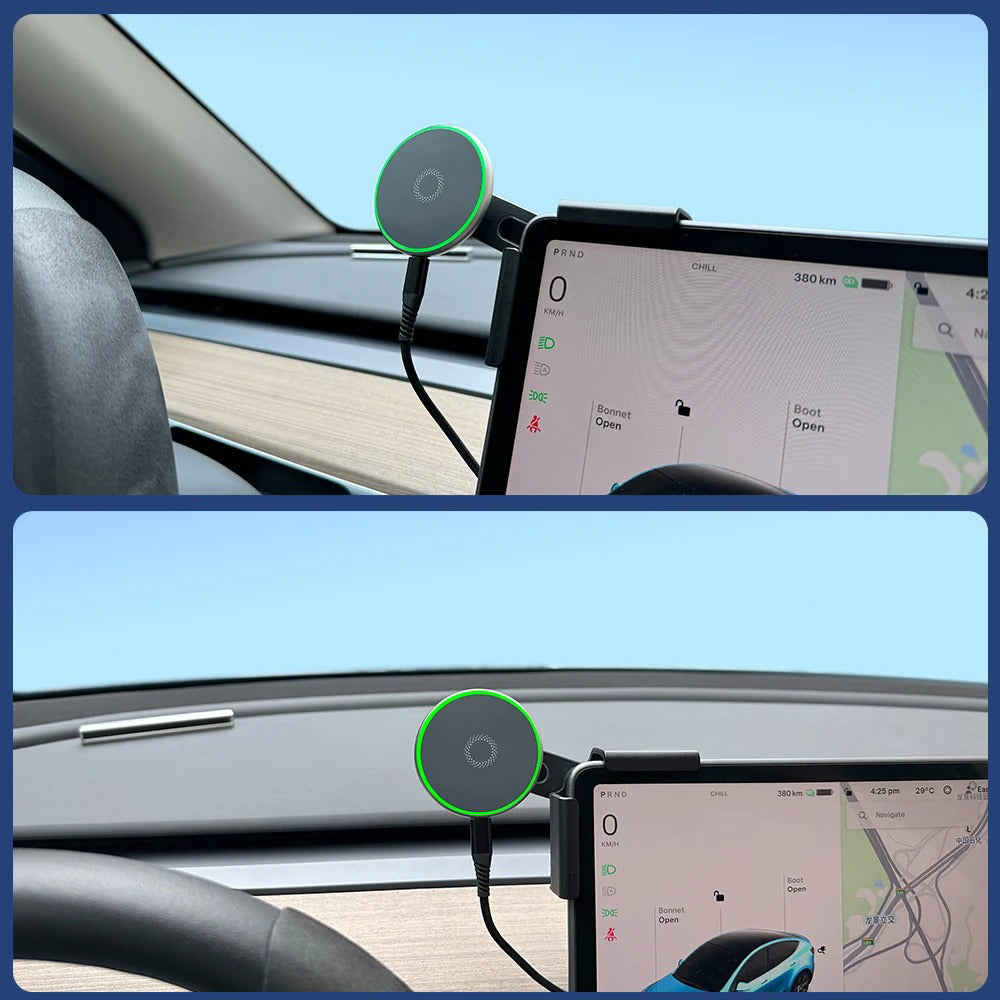 Rugged iPhone Magnetic Car Mount with Wireless Charging, 15W Fast-Charge Holder Featuring Strong MagSafe Alignment & Aluminum Construction