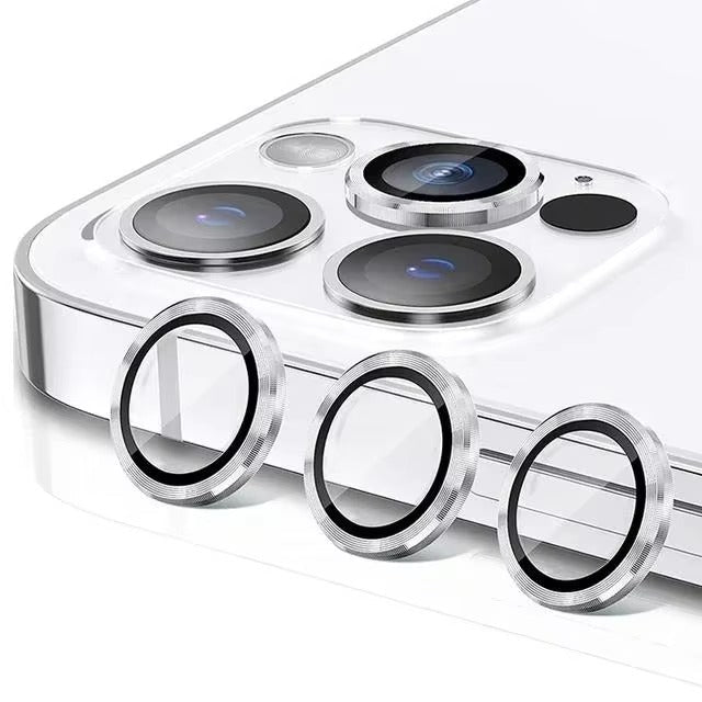Rugged iPhone Metal Camera Lens Protector, Tempered Glass Lens Ring with Full Coverage, Scratch Resistance & Shatter Protection