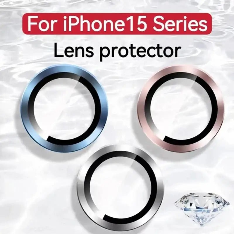 Rugged iPhone Metal Camera Lens Protector, Tempered Glass Lens Ring with Full Coverage, Scratch Resistance & Shatter Protection