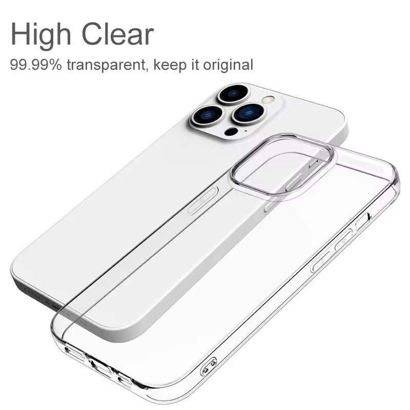 Ultra-Thin iPhone Case — Clear Silicone Full Coverage, Anti-Fingerprint, Anti-Scratch, Dustproof, Lightweight, Waterproof, Non-Slip Back Cover