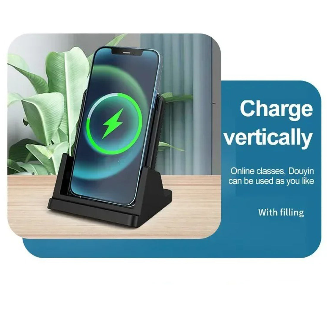 Ultra-Slim Wireless Charger Pad Stand, 30W Fast-Charge Desktop Dock with Charging Indicator for Smartphones