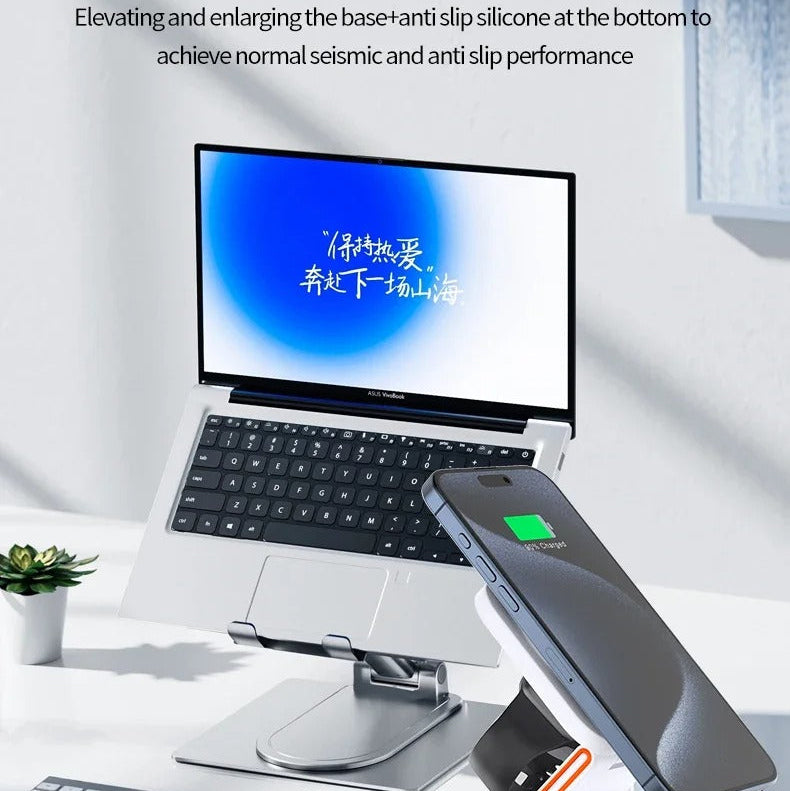 Ultra-Slim iPhone 3-in-1 Foldable Magnetic Wireless Charging Station, 15W Fast-Charge Stand for Watch, Phone & Earbuds