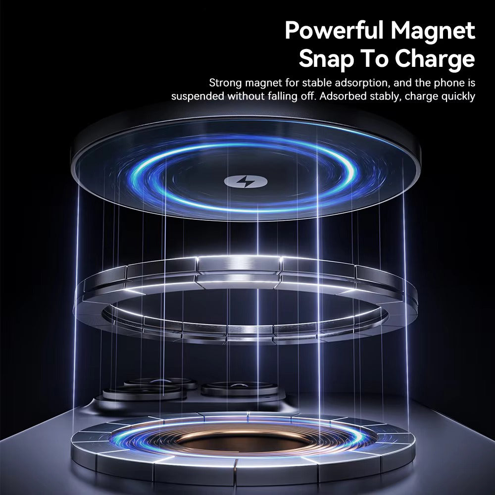 Ultra-Slim iPhone 3-in-1 Portable Wireless Charger Stand, 15W Magnetic Fast-Charge Dock for Phone, Watch & Earbuds with Foldable Design