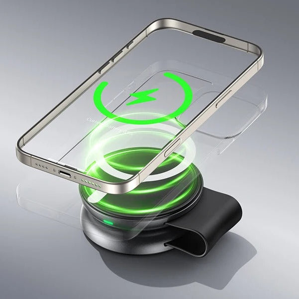 Ultra-Slim iPhone 3-in-1 Portable Wireless Charging Station, 15W Magnetic Foldable Travel Dock for Phone, Watch & Earbuds