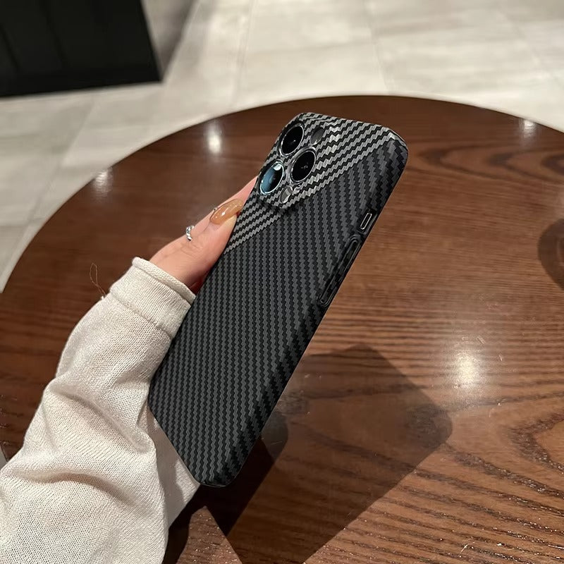 Ultra-Slim iPhone Case Carbon Fiber Matte Finish — 0.3mm Thin Protective Cover, Full Camera Protection, Anti-Fingerprint, Lightweight Non-Slip Design