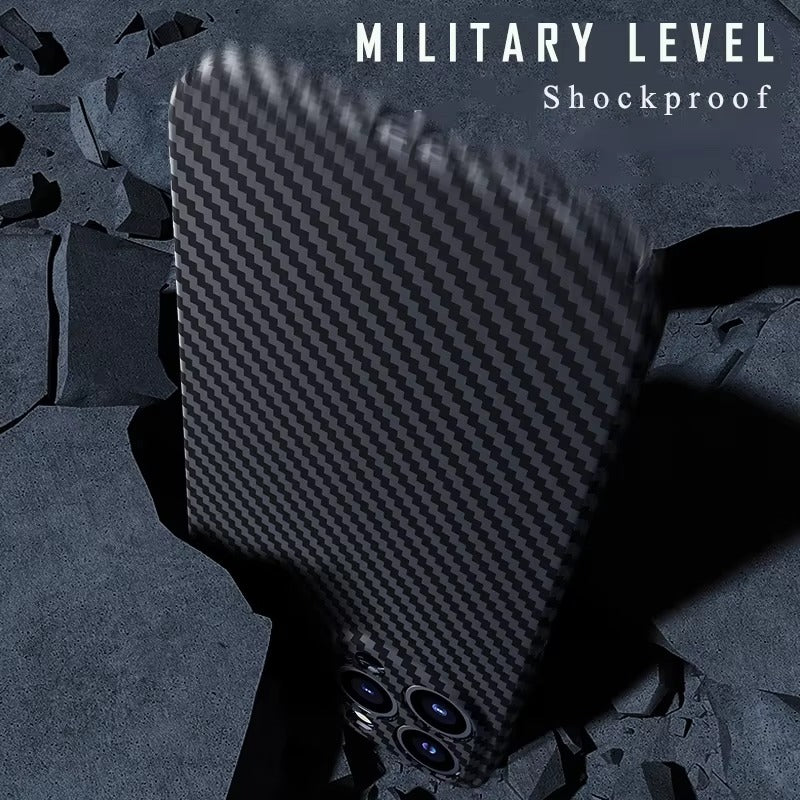 Ultra-Slim iPhone Case Carbon Fiber Matte Finish — 0.3mm Thin Protective Cover, Full Camera Protection, Anti-Fingerprint, Lightweight Non-Slip Design