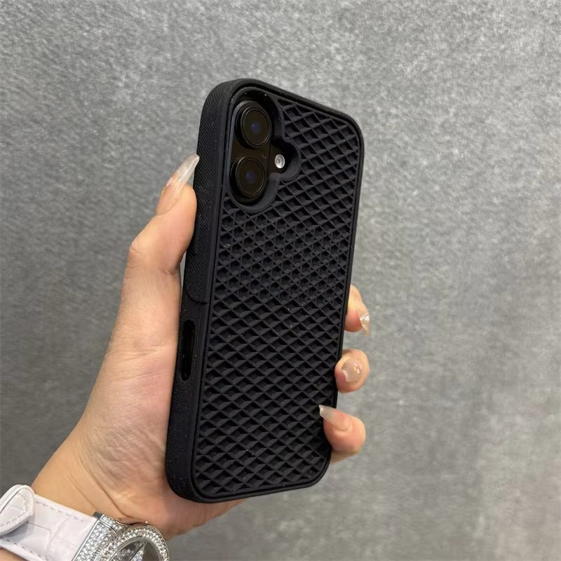 Ultra-Slim iPhone Case Shockproof Non-Slip Grip Protection — Soft Silicone Waffle Sole Texture Cover with Lanyard Wristband, Anti-Scratch Dustproof Design