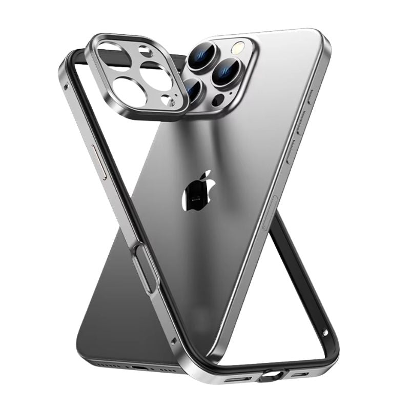 Ultra-Slim iPhone Case — Lightweight Aluminum Metal Frame Bumper with Hybrid Silicone Design, Full Lens Protection and Anti-Fingerprint Finish