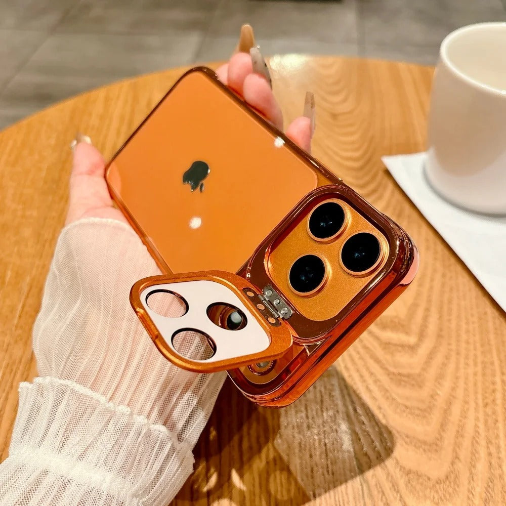 Ultra-Thin iPhone Case — Transparent Frameless Half-Wrapped Cover with Bracket, Shockproof, Anti-Fingerprint, Anti-Scratch Matte Finish