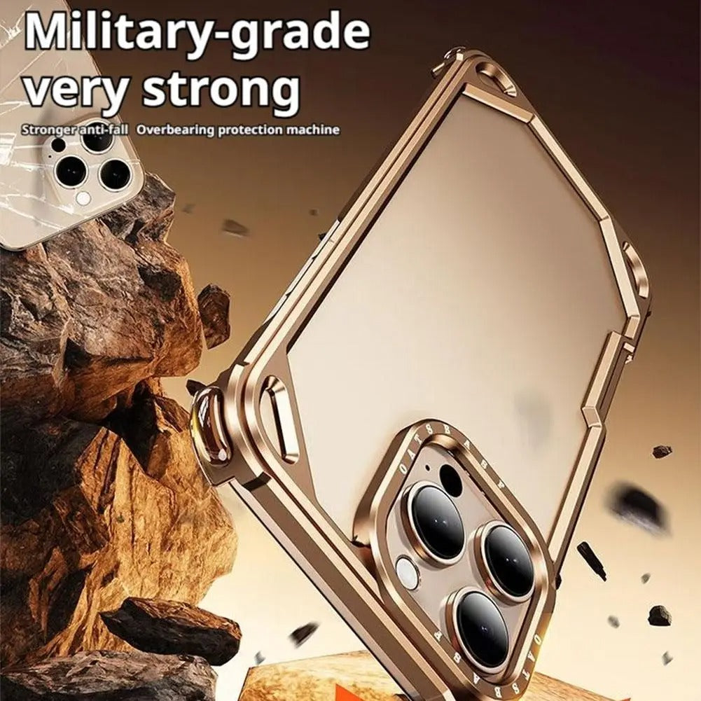 Ultra-Thin iPhone Case — Minimalist Design, Wireless Charging Compatible, Metal Frame Bumper Shockproof, Half-Wrapped Protection