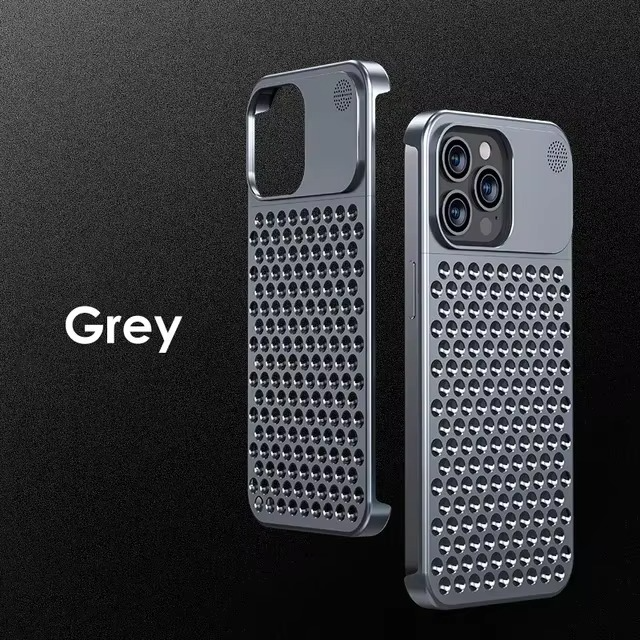 Premium iPhone Metal Heat Dissipation Case — Hollow Aluminum Alloy Shockproof Cover, Rimless Cooling Design with Fragrance Feature, Anti-Fingerprint Scratch-Resistant